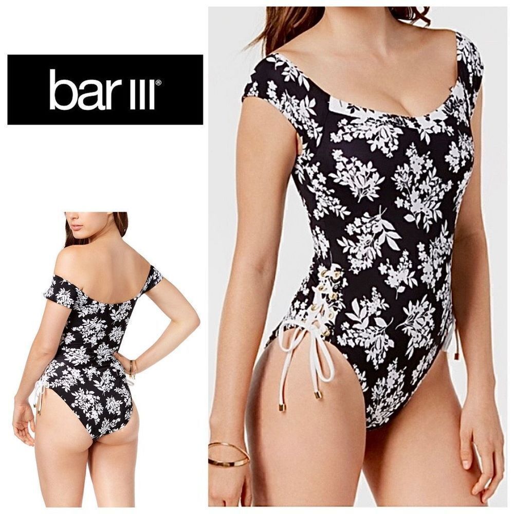 New. Black and white floral swimsuit. MSRP $88. Size medium